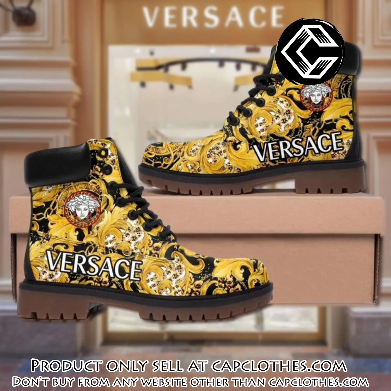 Versace medusa gold pattern luxury brand boots premium gifts for men women cc4453004